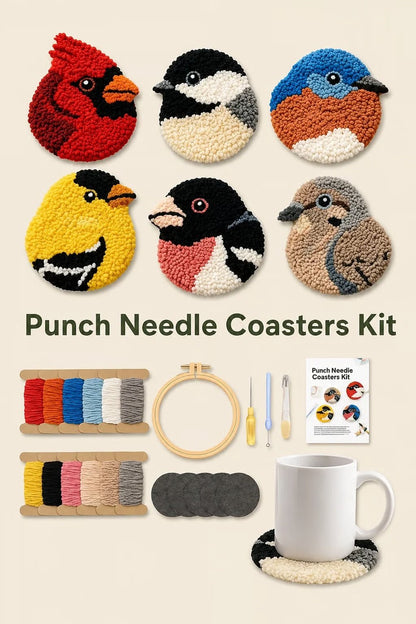 üßµBeginner-Friendlyüê¶DIY Bird Coasters Punch Needle Kit