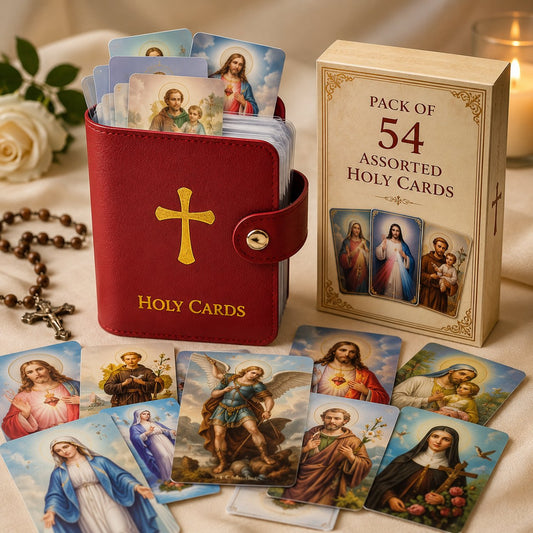 ‚úùÔ∏è Catholic Genuine Leather Holy Card Holder ‚Äì Pocket Prayer Card Organizer with Snap Closure