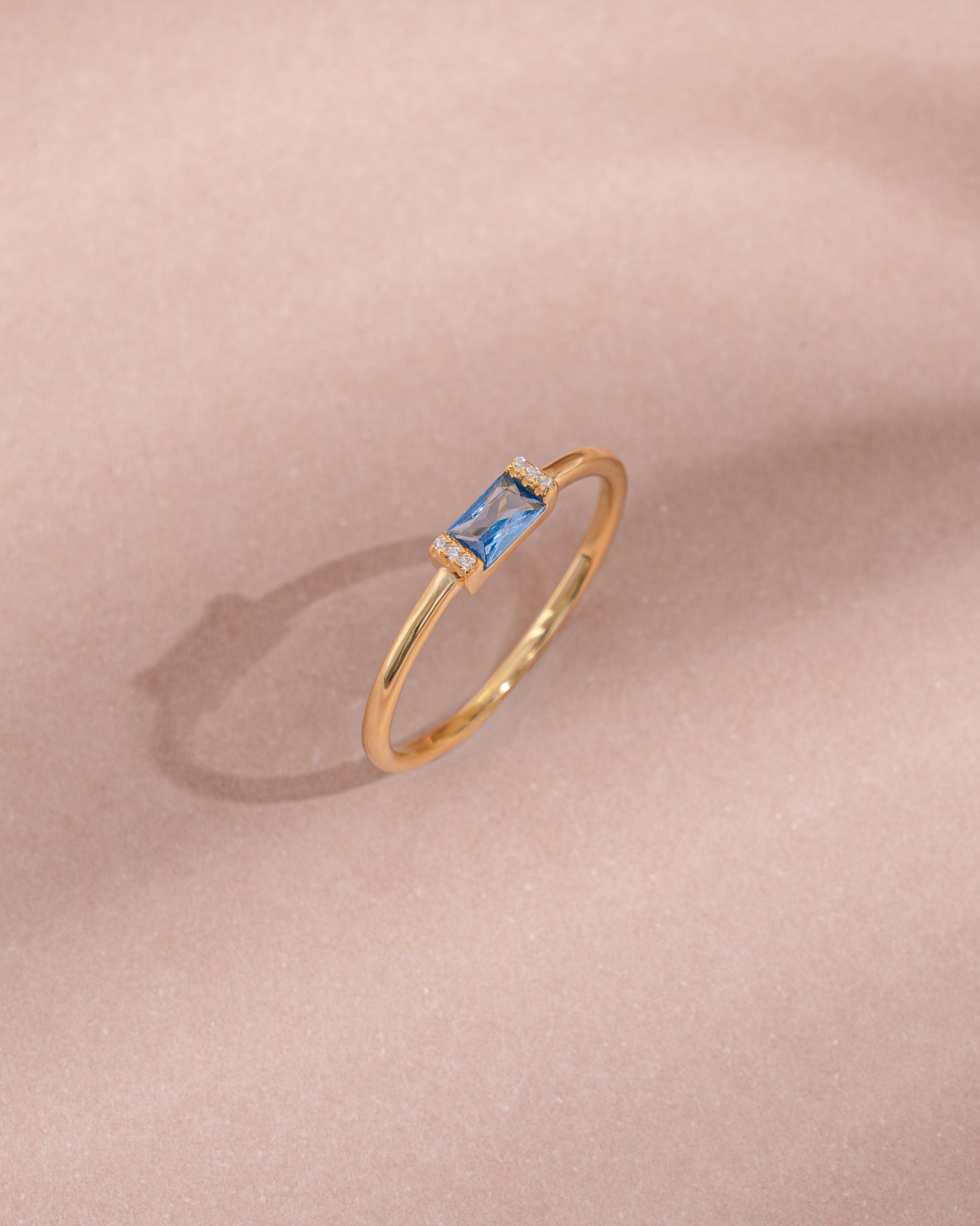 Aquamarine Simple Baguette Ring