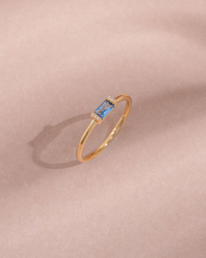 Aquamarine Simple Baguette Ring