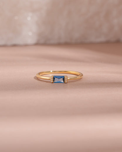 Aquamarine Simple Baguette Ring