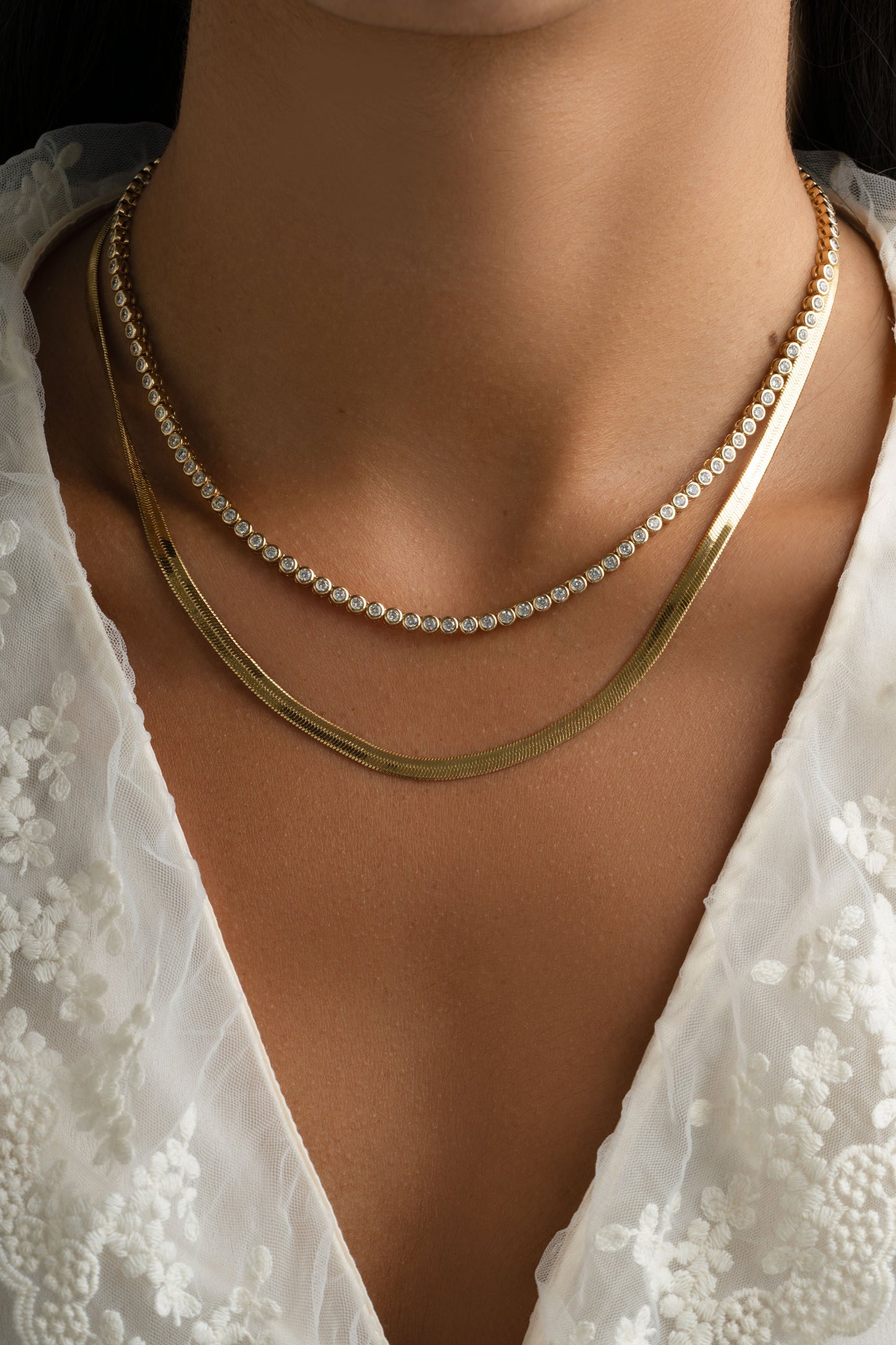 4mm Gold Herringbone Necklace