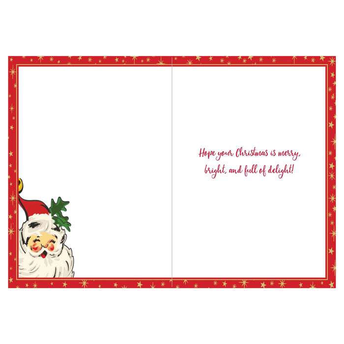 Christmas card with Santa Claus illustration and festive border