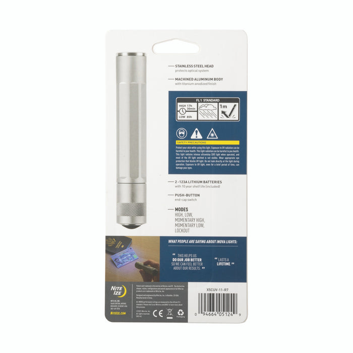 INOVA® X5® UV LED Flashlight, packaged - back
