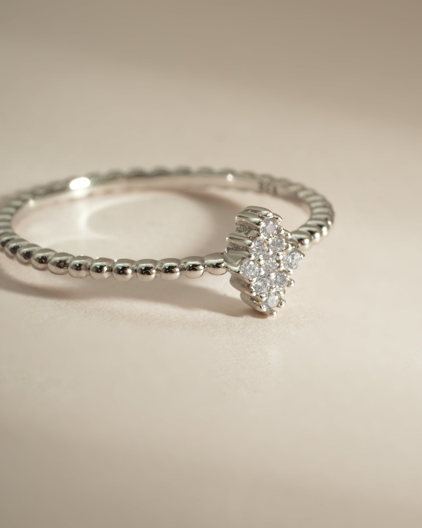 Beaded CZ Kite Ring