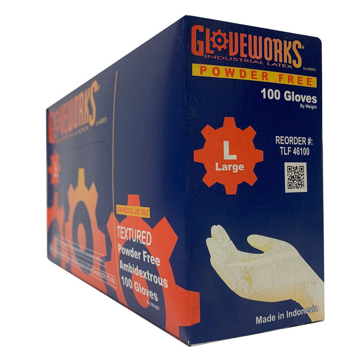 Latex Powder Free Industrial Gloves, Large - 100/BOX