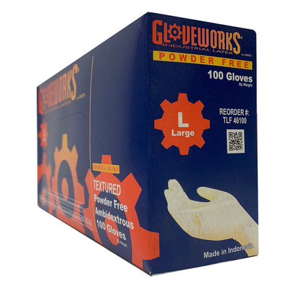 Latex Powder Free Industrial Gloves, Large - 100/BOX