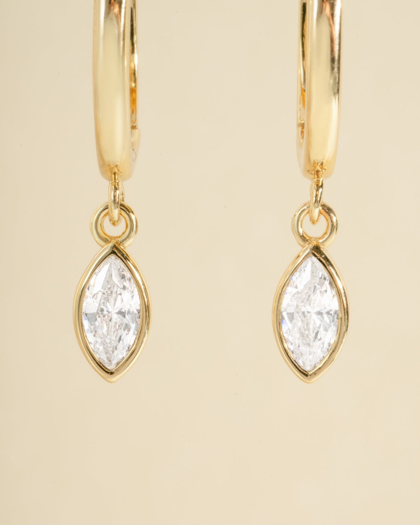 Marquise Bezel Drop Huggies