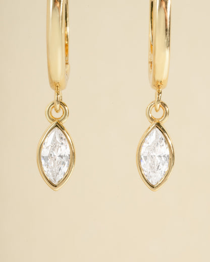 Marquise Bezel Drop Huggies