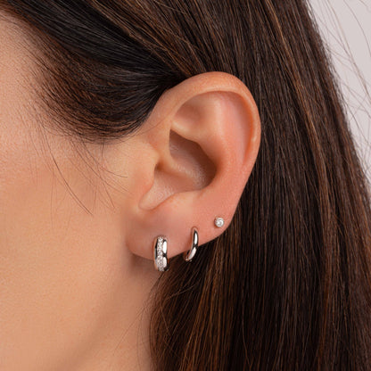 Stripe Diamond Huggie Earrings