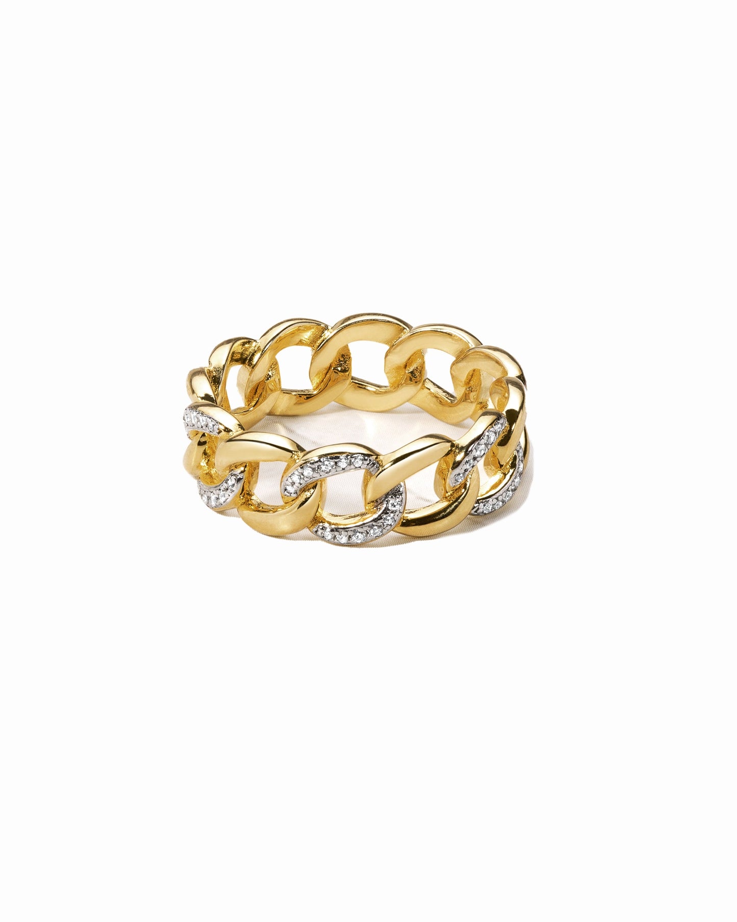 Mixed Metal Pavé Chain Ring