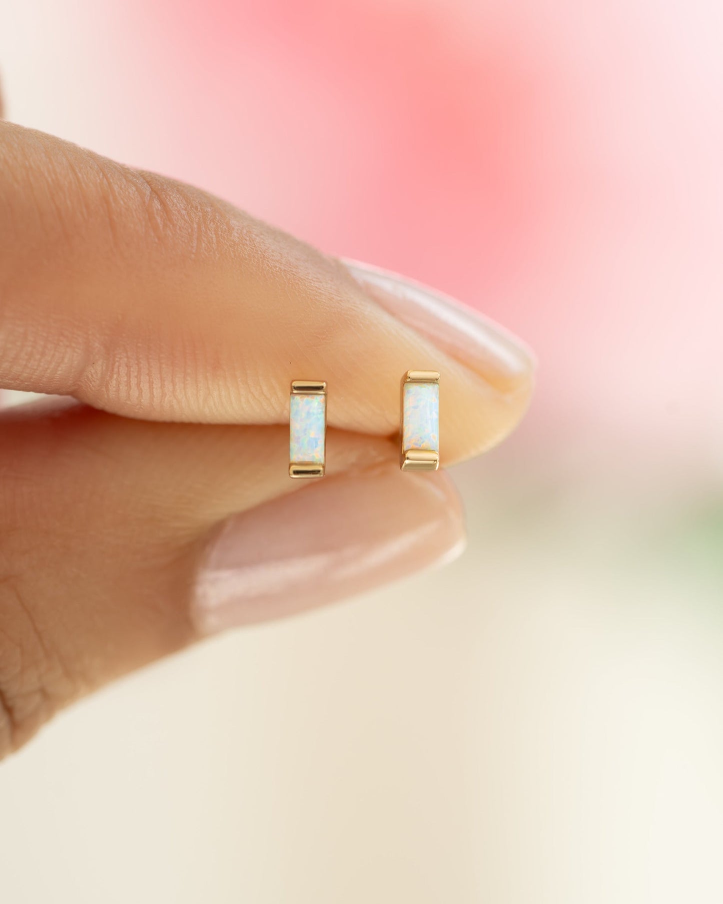 Opal Baguette Stud Earrings