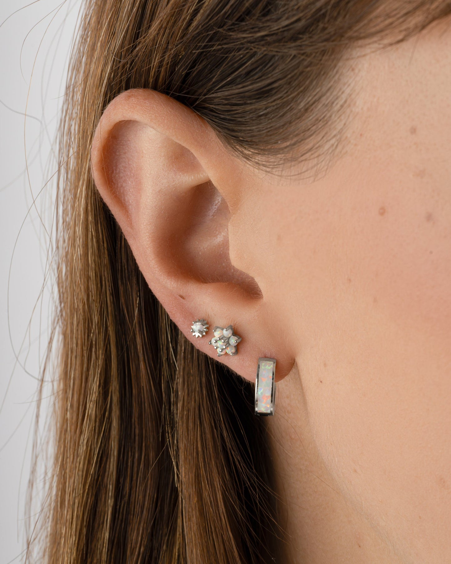 Opal Enamel Huggie Earrings