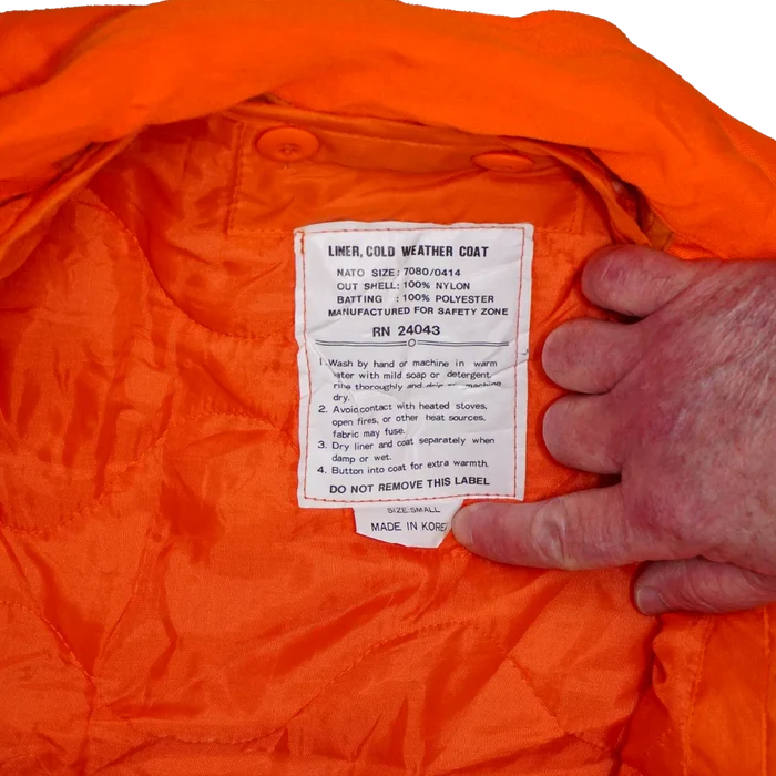 Orange M65 Field Jacket with Liner - Small - Army & Outdoors - Field Jackets