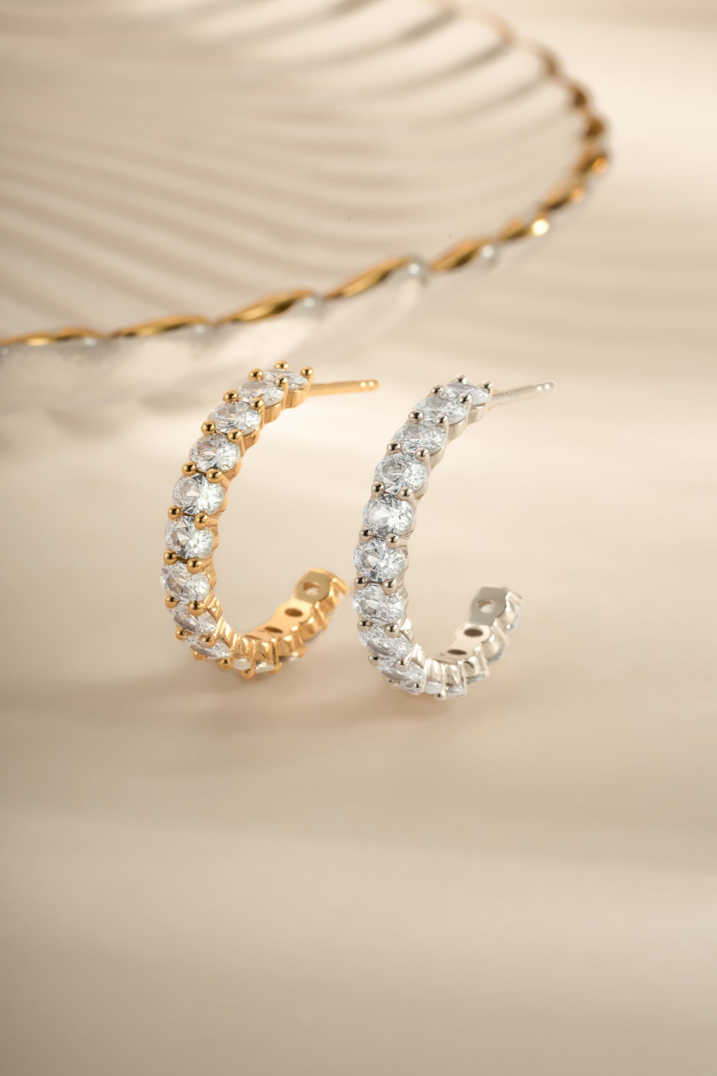 Oval Studded Hoop Earrings