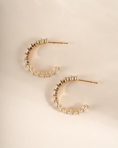 Oval Studded Hoop Earrings