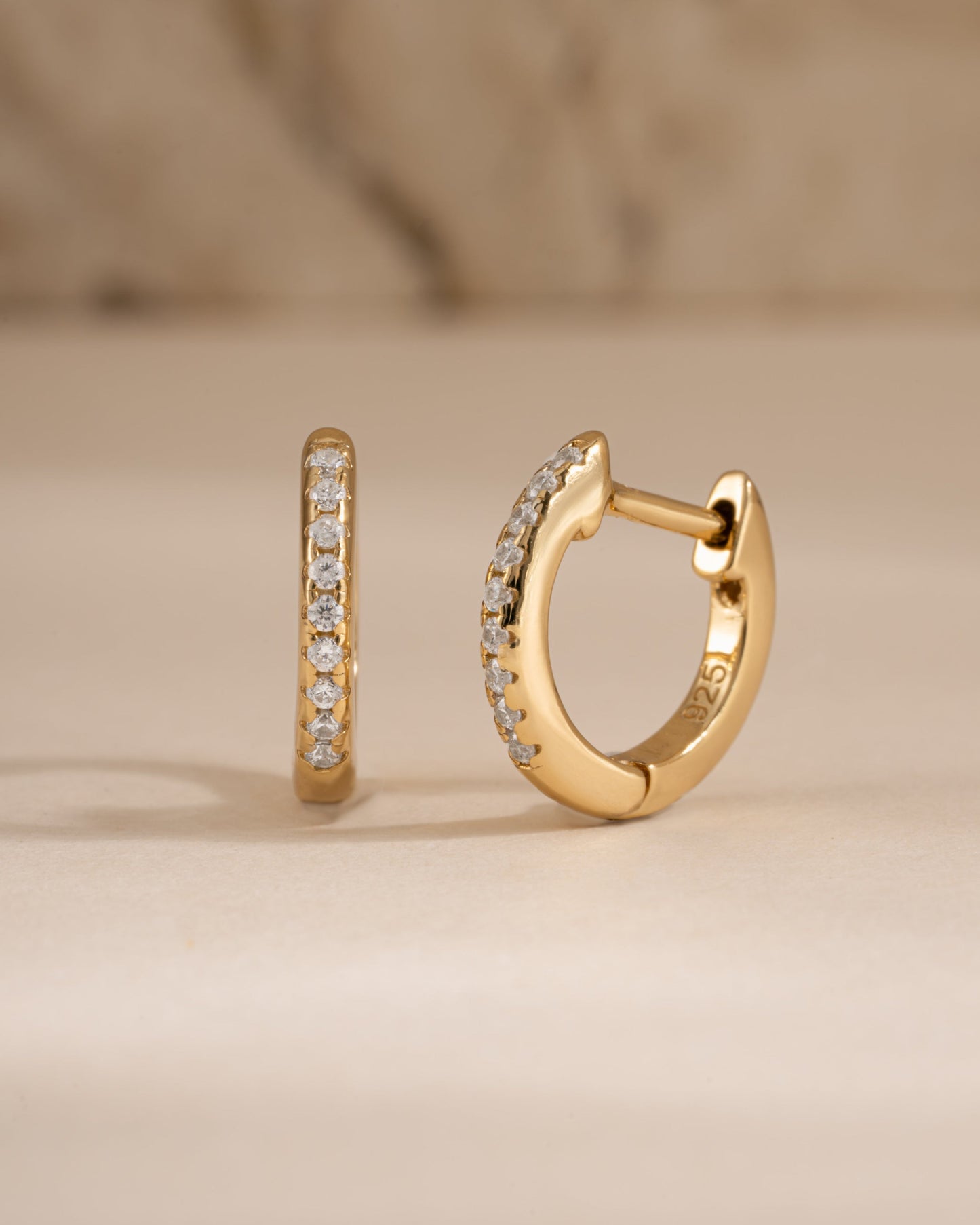 8mm Pavé Huggie Earrings (Two Sizes Available)