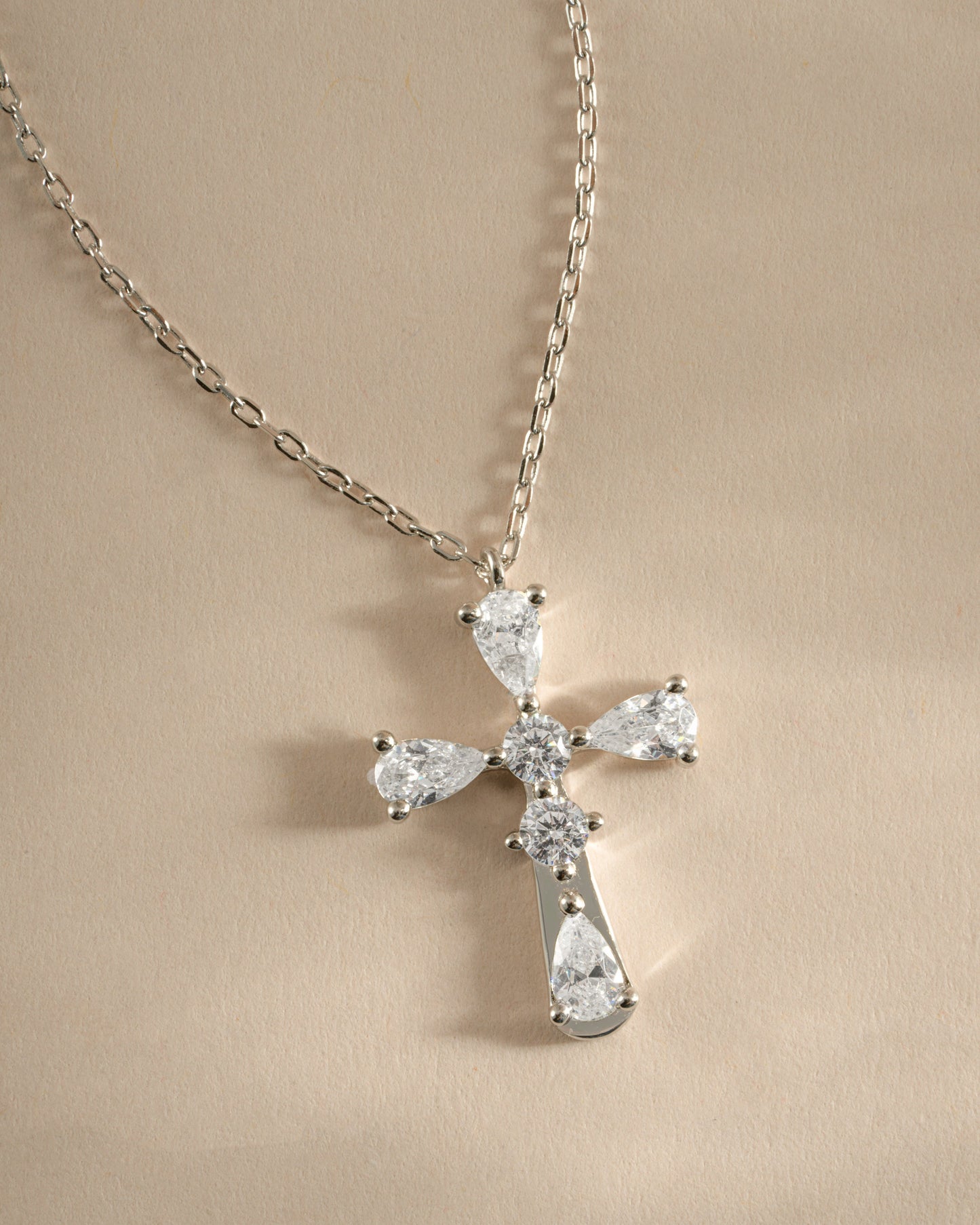 Pear Cut Cross Necklace