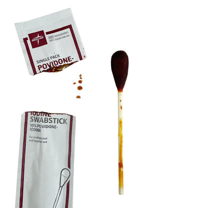Povidone Iodine Swab Sticks, out of packaging