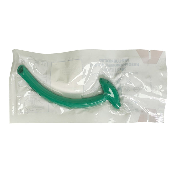 Pre-Lubricated French Nasopharyngeal Airway, 28F, front packaged