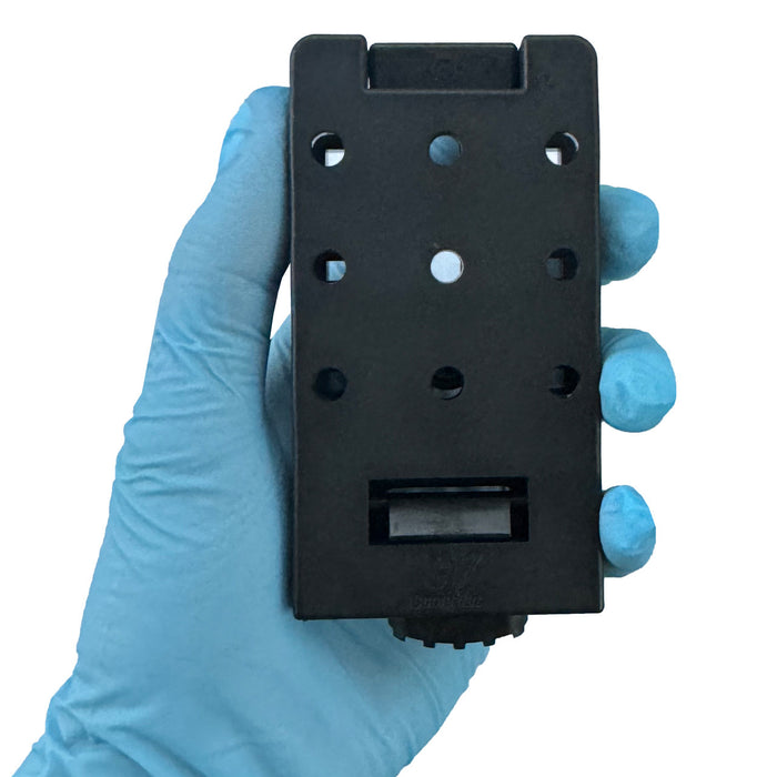 Push-Button Locking Mount, in hand closed