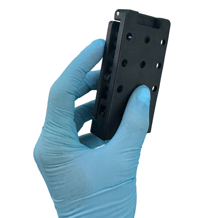 Push-Button Locking Mount, in hand front