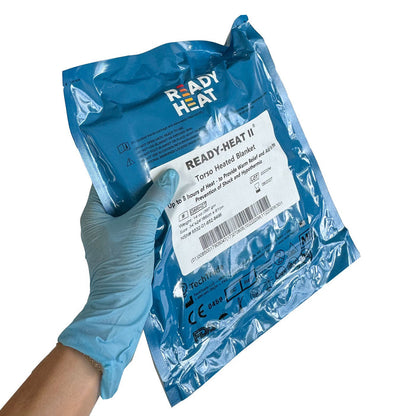 Ready-Heat II Torso Hypothermia Blanket, packaged in hand