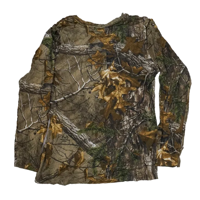 Realtree Women's Camo V-Neck Long Sleeve T-Shirt - Large - Army & Outdoors - Camouflage T-Shirts