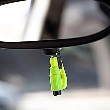 ResQme Car Escape Tool, Hanging from mirror