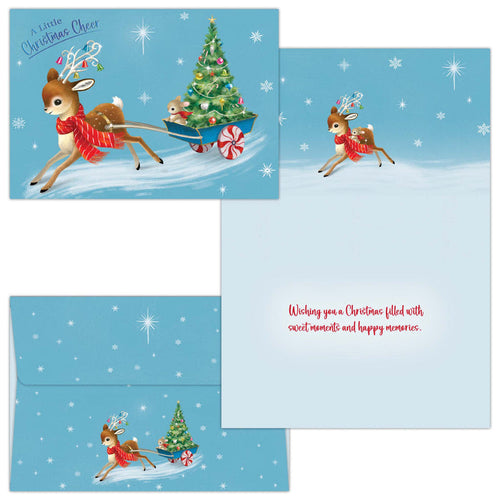 Retro Reindeer Boxed Christmas Cards by Crown Point Graphics
