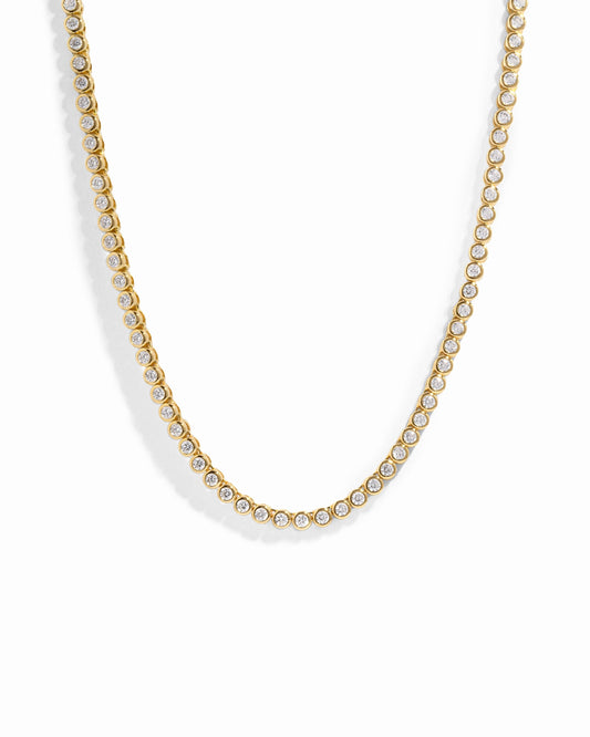 2.5mm Round Bezel Tennis Necklace