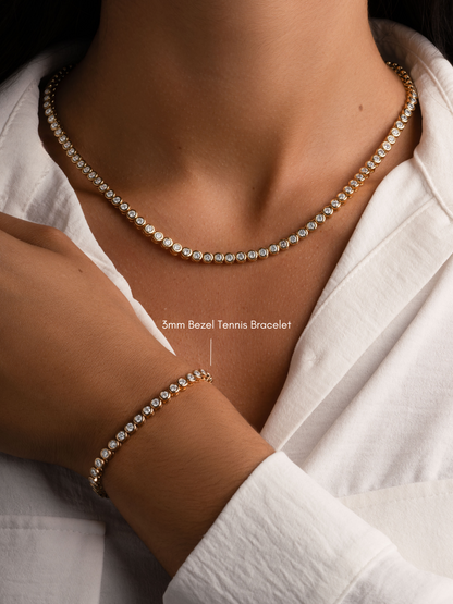 3mm Round Bezel Tennis Necklace