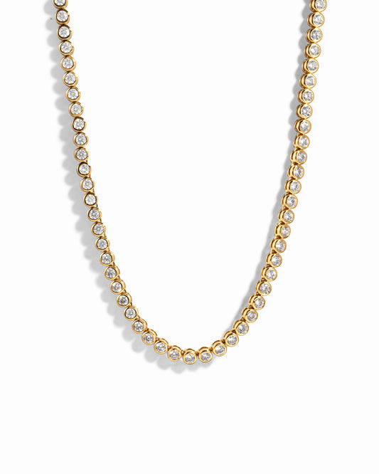 3mm Round Bezel Tennis Necklace