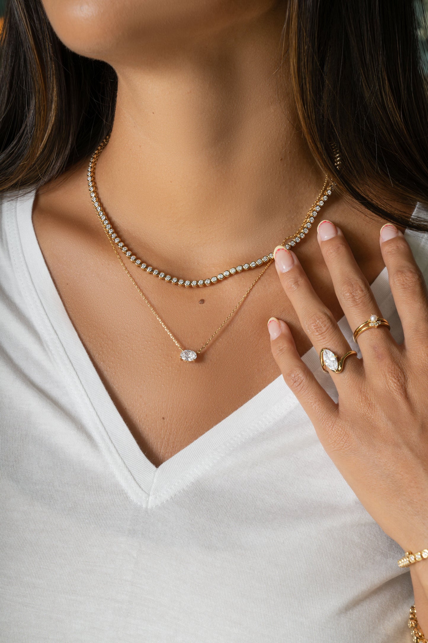Round Bezel Tennis Necklace