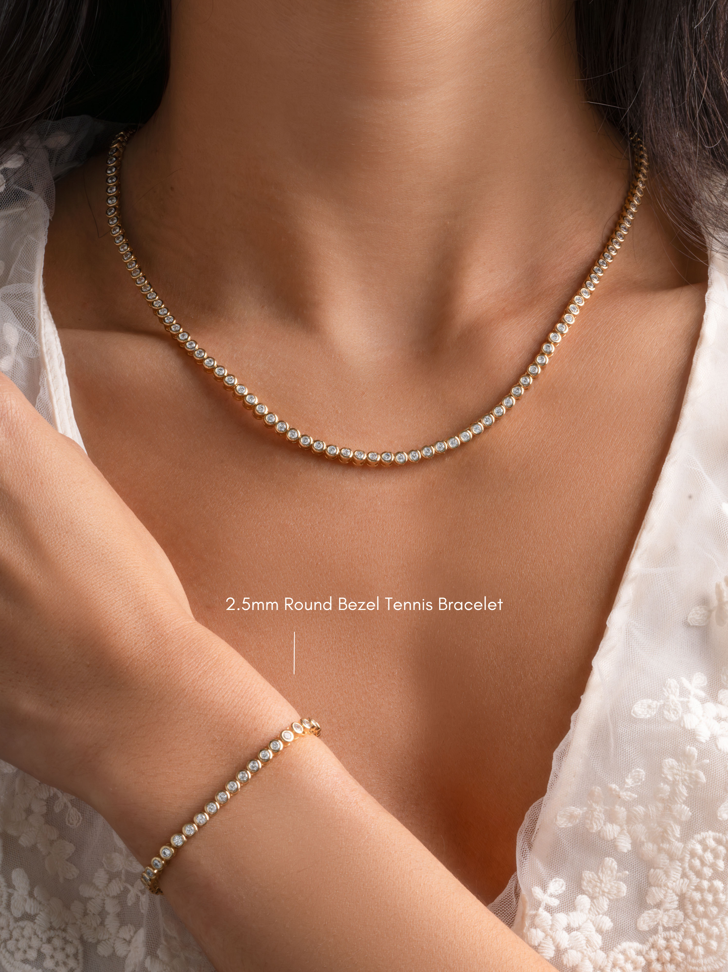 Round Bezel Tennis Necklace