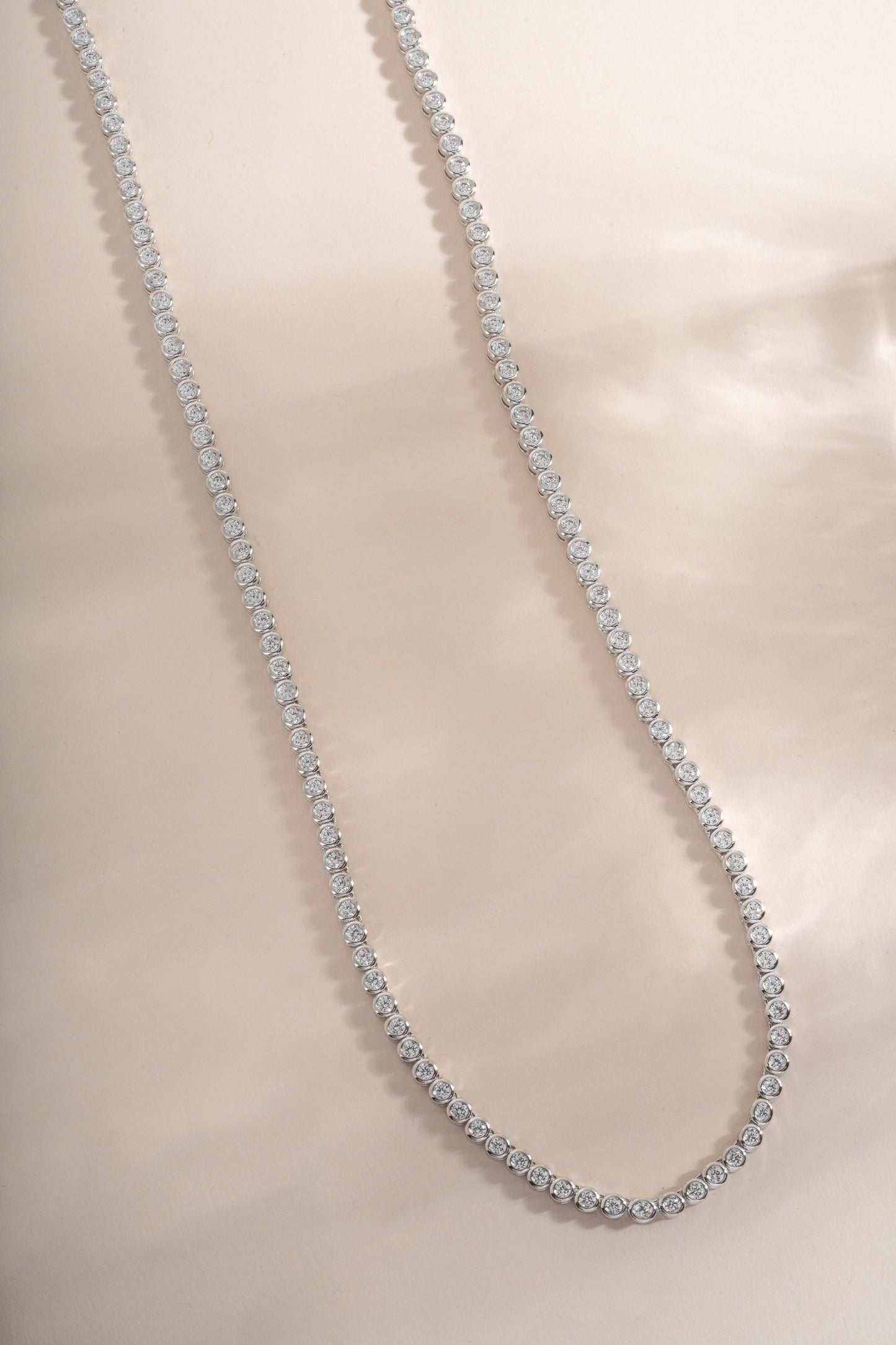 2.5mm Round Bezel Tennis Necklace