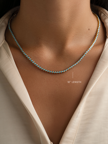 Round Turquoise Tennis Necklace