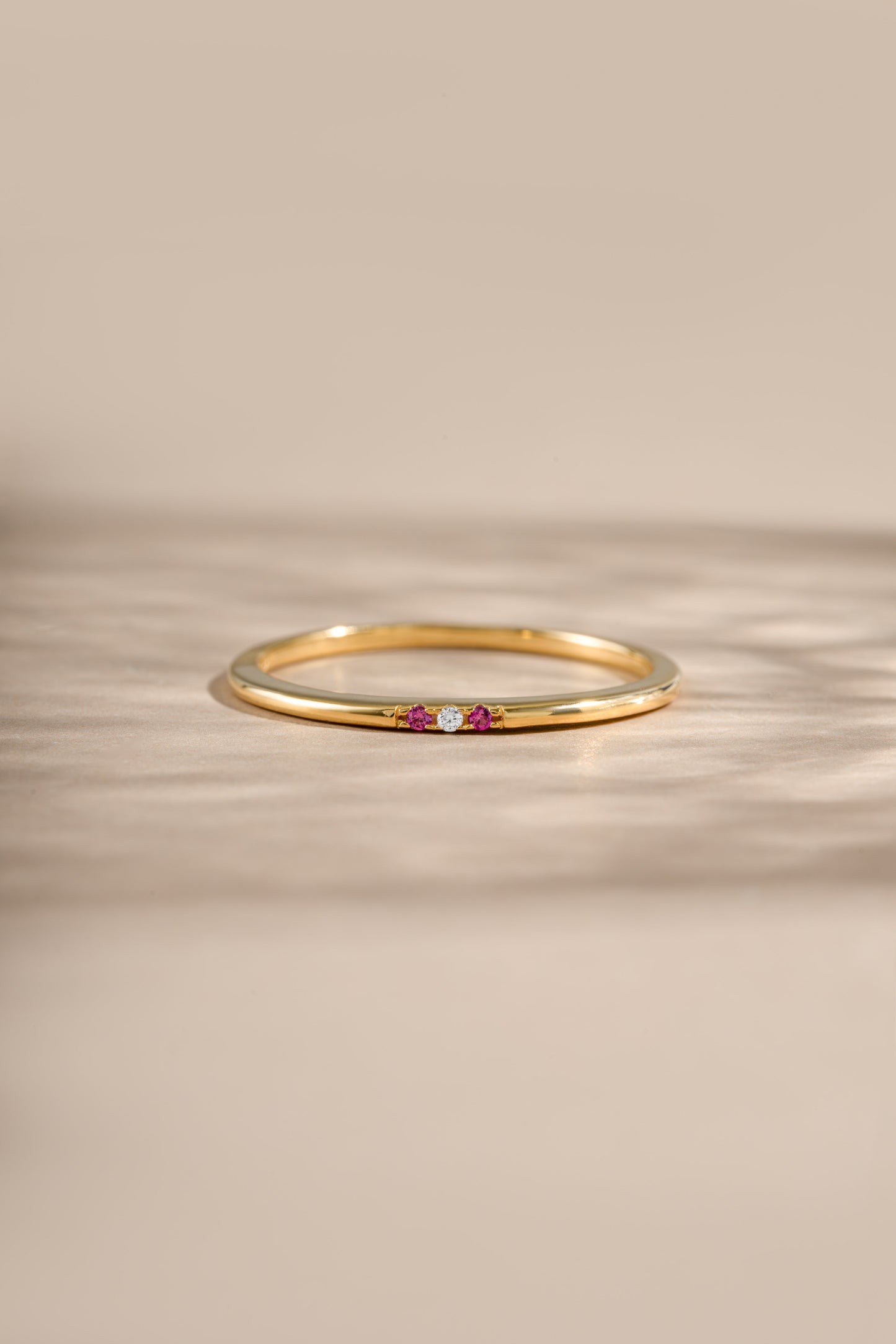 Ruby 3 Stone Diamond Ring