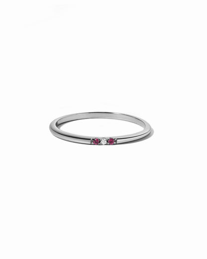 Ruby 3 Stone Diamond Ring
