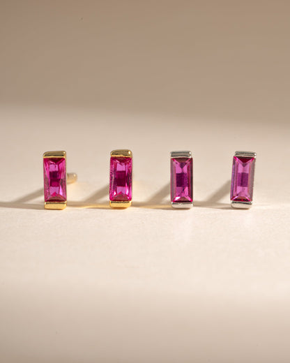 Ruby Baguette Stud Earrings