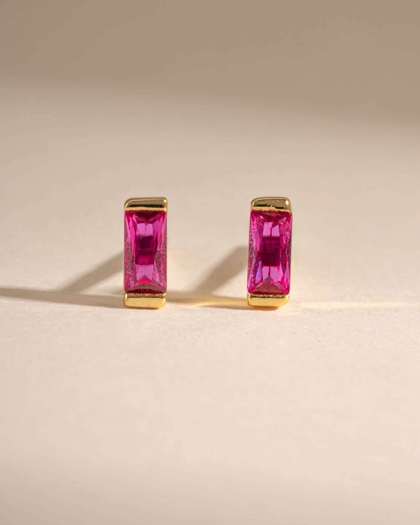 Ruby Baguette Stud Earrings