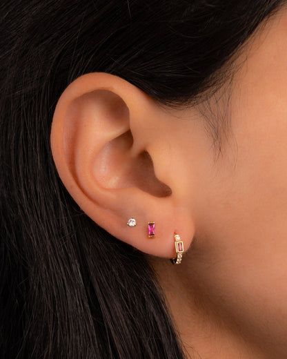 Ruby Baguette Stud Earrings