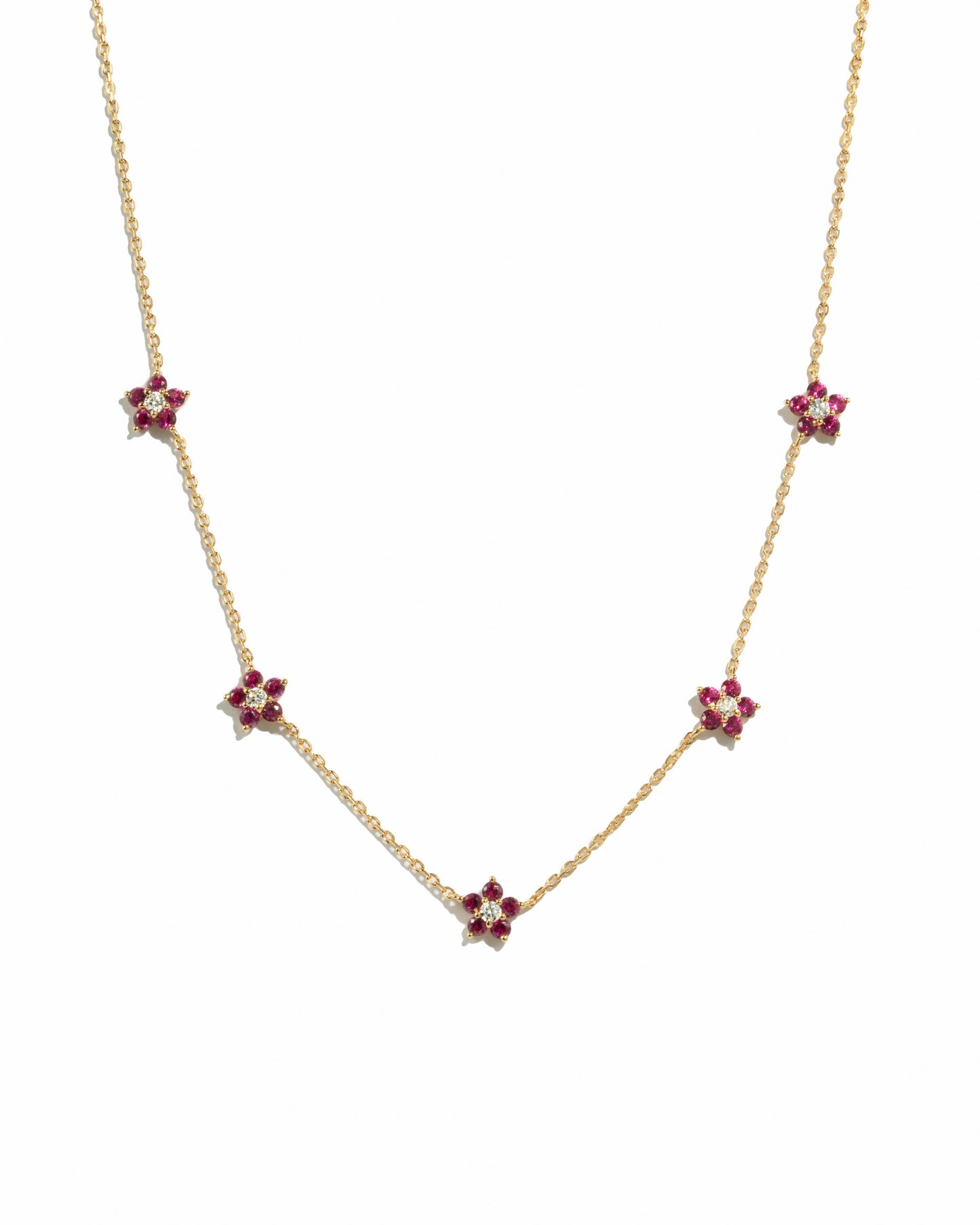 Ruby Flower Necklace