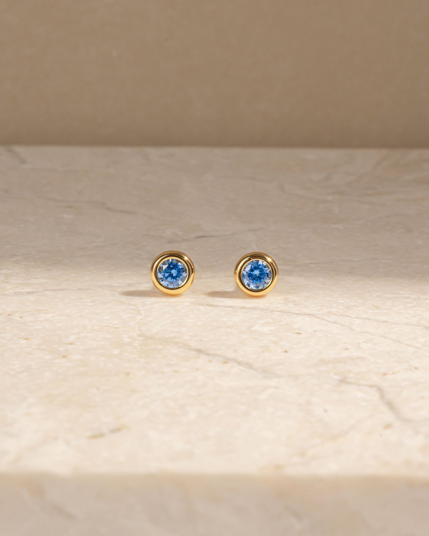 Aquamarine Bezel Dome Studs