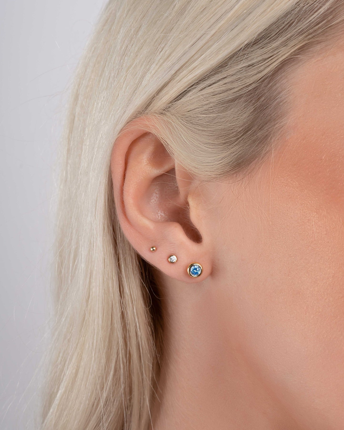 Aquamarine Bezel Dome Studs