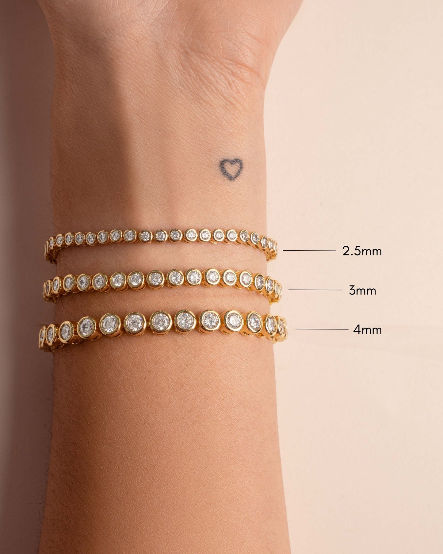 4mm Round Bezel Tennis Bracelet