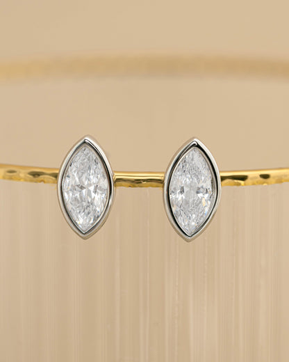 Marquise Bezel Stud Earrings