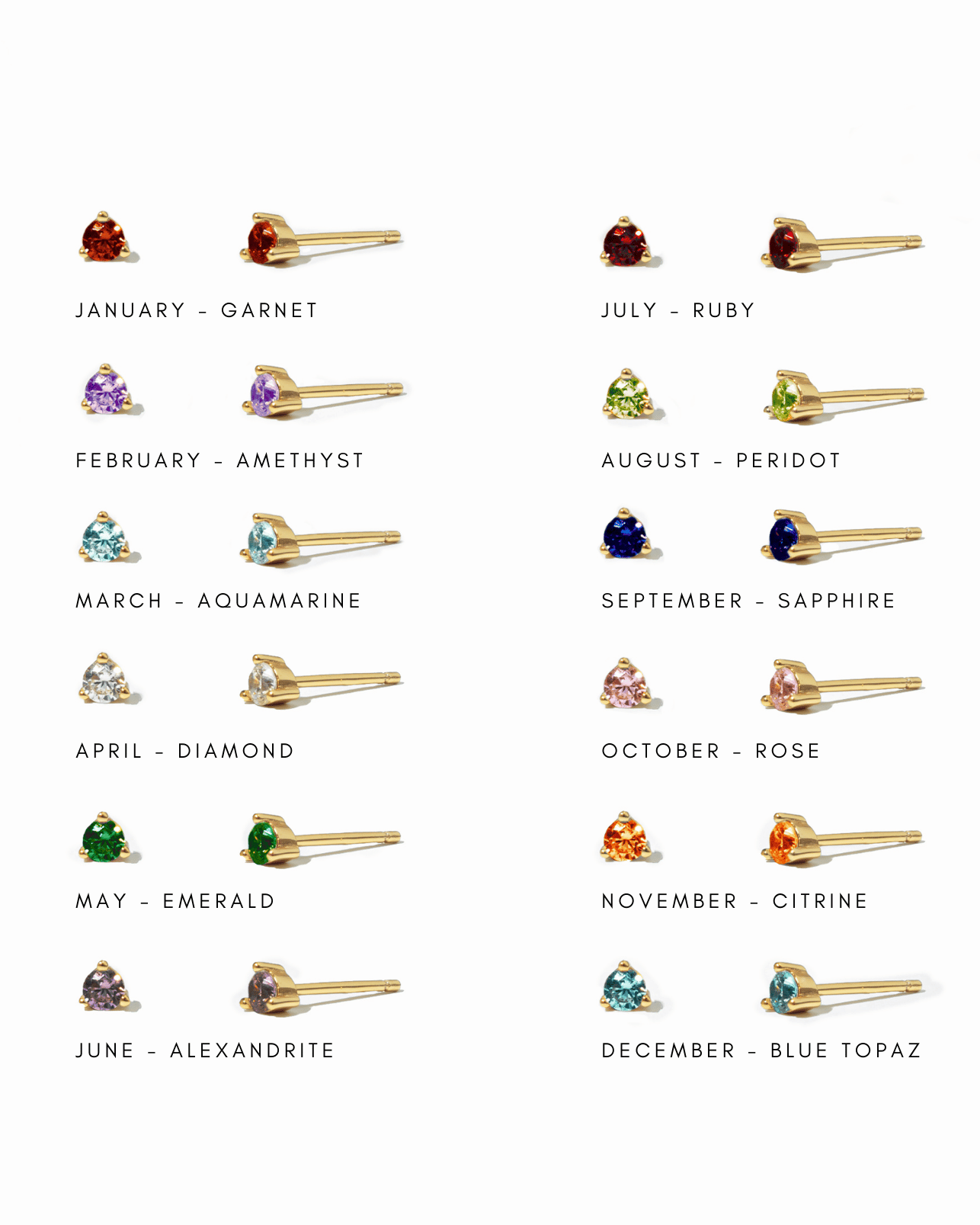 Birthstone Stud Earrings