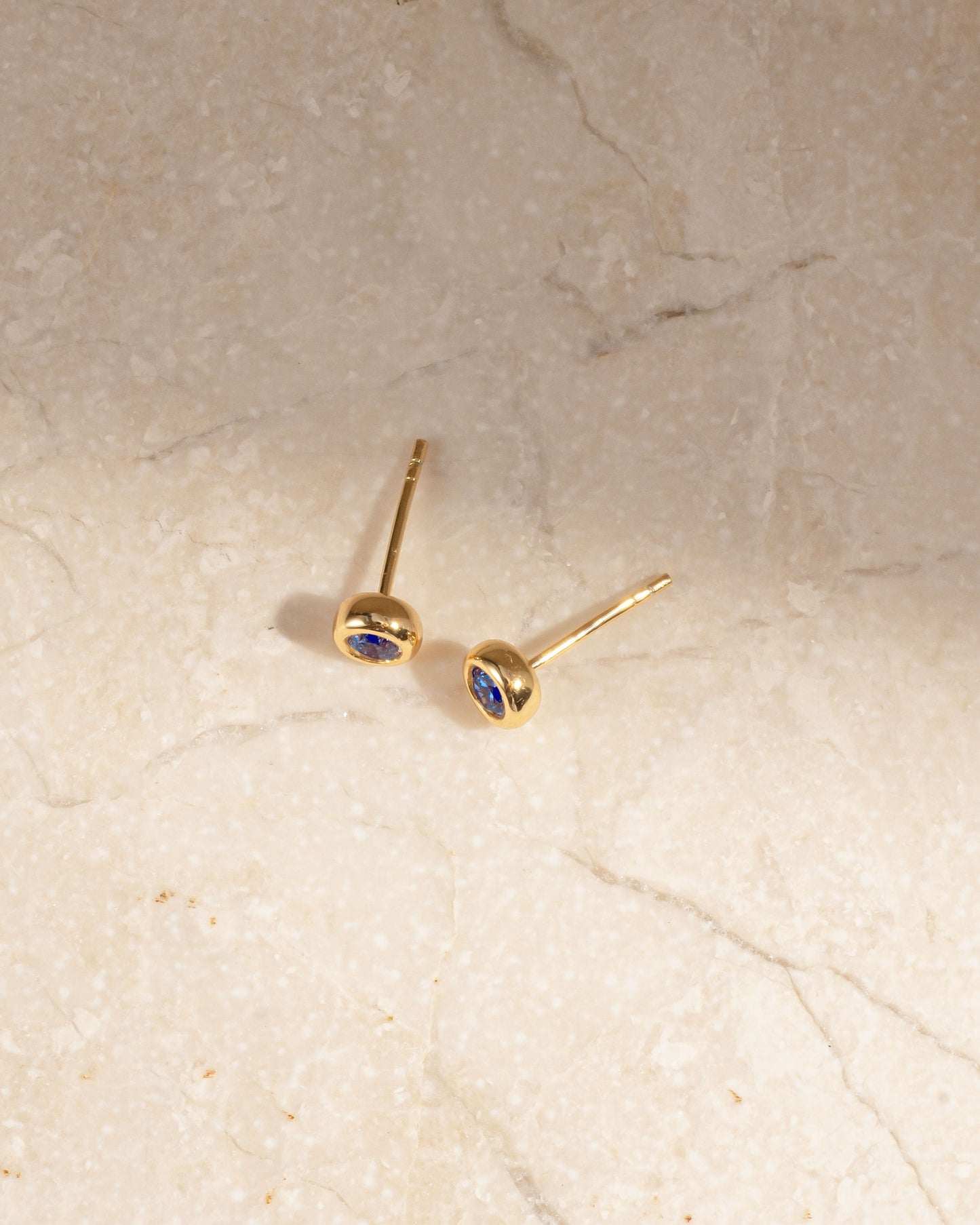 Aquamarine Bezel Dome Studs