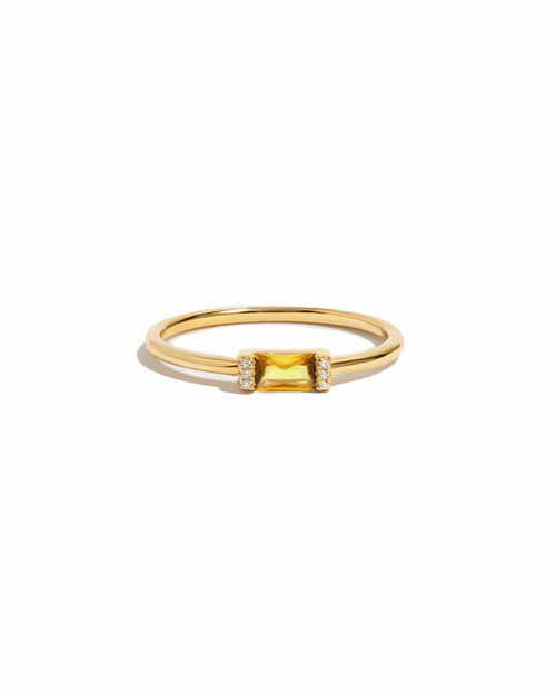 Citrine Simple Baguette Ring